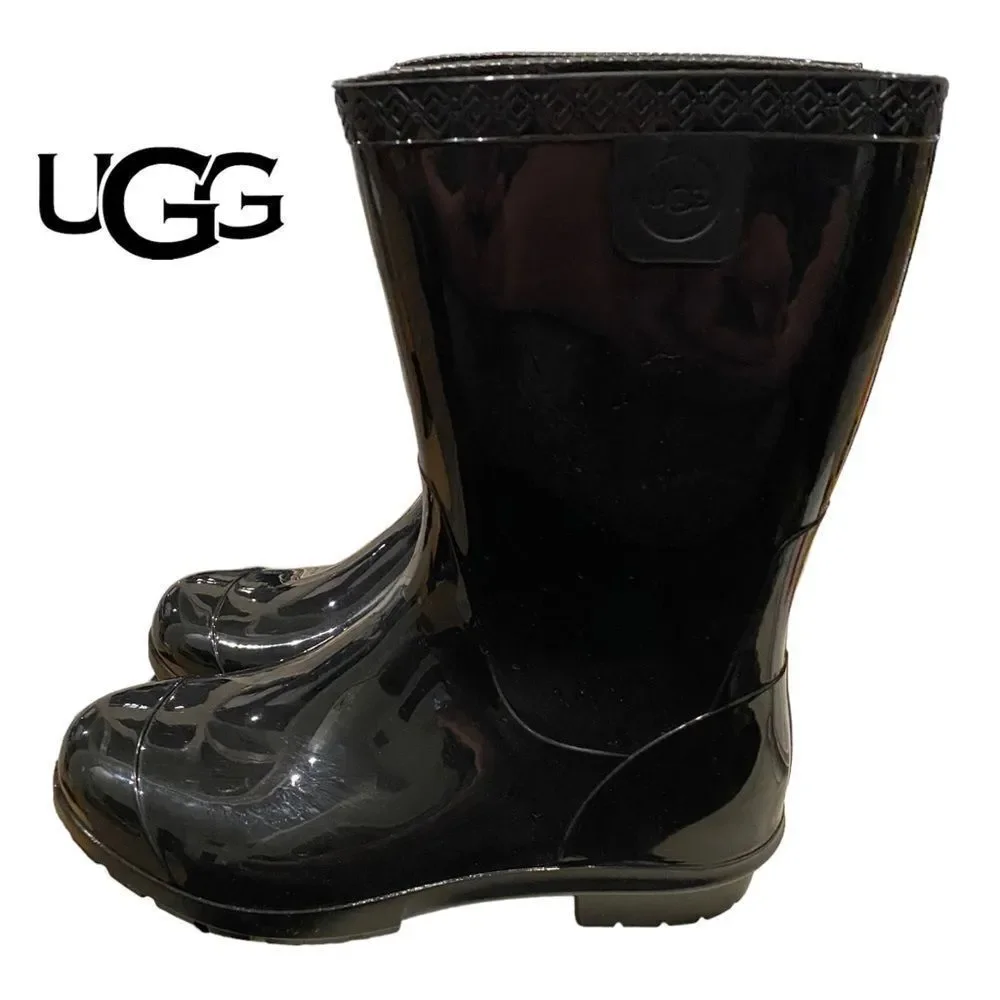 Ugg Raana Shiny Black Kids Rain Boots 2